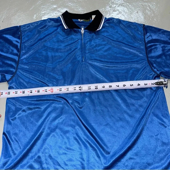 Men’s Vintage 80’s Cache Creek Athletic Brand Blue Jersey Zipper Polo Size: L - Picture 11 of 14